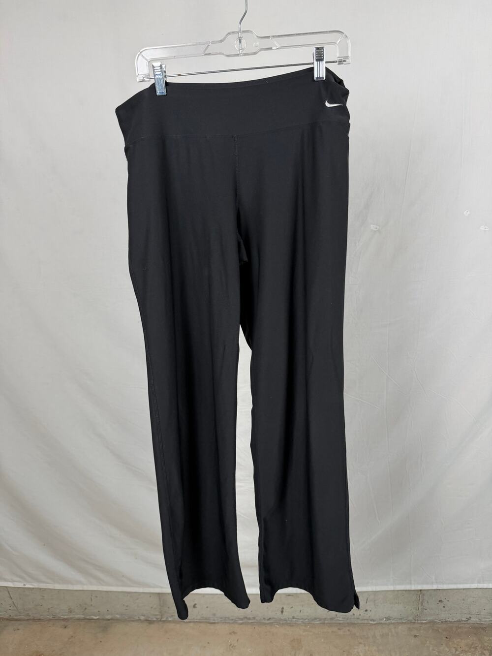 Nike Black Fit-Dry Athletic Track Pants Flare Open Leg Size L (12-14)